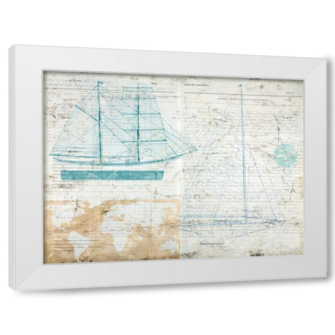 Classic Sailing White Modern Wood Framed Art Print by Joannoo