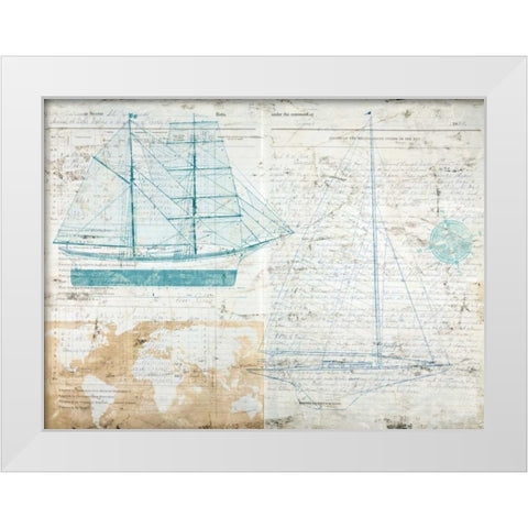 Classic Sailing White Modern Wood Framed Art Print by Joannoo
