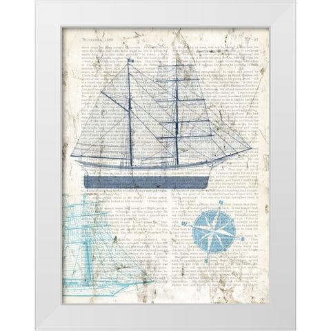 Classic Sailing I White Modern Wood Framed Art Print by Joannoo