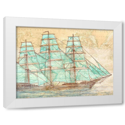 Sailing to the World White Modern Wood Framed Art Print by Joannoo