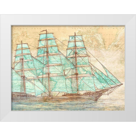 Sailing to the World White Modern Wood Framed Art Print by Joannoo