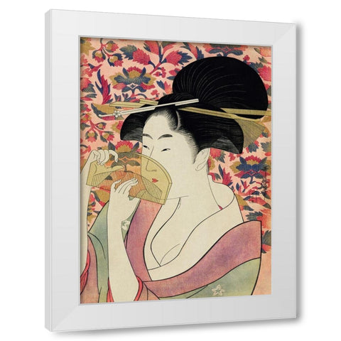 Courtesan  White Modern Wood Framed Art Print by Utamaro, Kitagawa