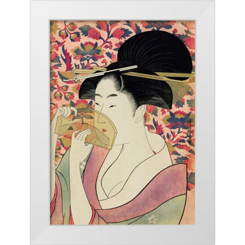 Courtesan  White Modern Wood Framed Art Print by Utamaro, Kitagawa