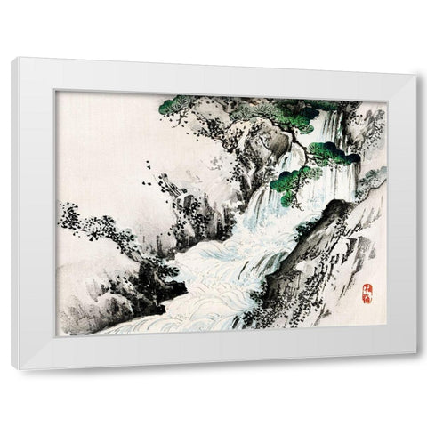 Waterfall White Modern Wood Framed Art Print by Bairei, Kono