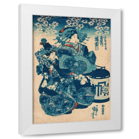 Tamaya uchi Usugumo White Modern Wood Framed Art Print by Kuniyoshi, Utagawa