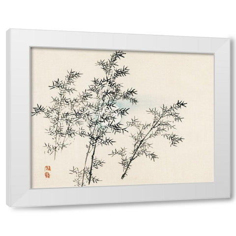 Bamboo White Modern Wood Framed Art Print by Bairei, Kono