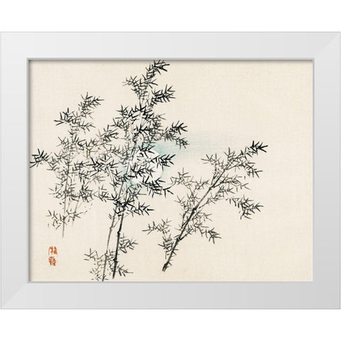 Bamboo White Modern Wood Framed Art Print by Bairei, Kono