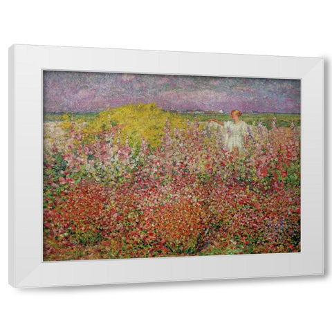 Amongst the Flowers at Belle Isle White Modern Wood Framed Art Print by Russell, John Peter