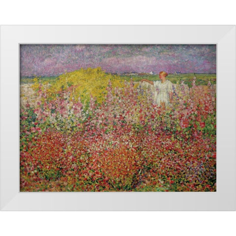 Amongst the Flowers at Belle Isle White Modern Wood Framed Art Print by Russell, John Peter