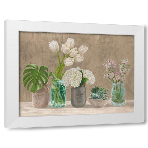 Spring Arrangement I - neutral White Modern Wood Framed Art Print by Thomlinson, Jenny