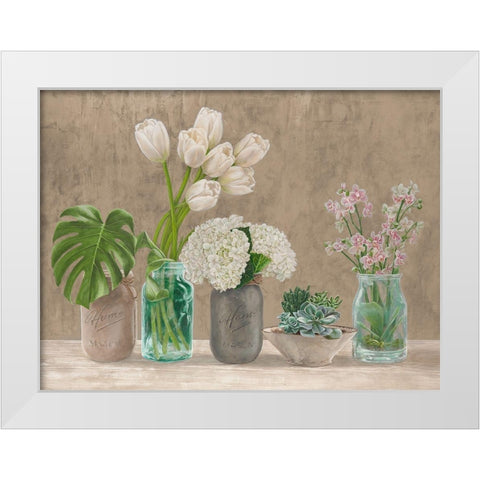 Spring Arrangement I - neutral White Modern Wood Framed Art Print by Thomlinson, Jenny