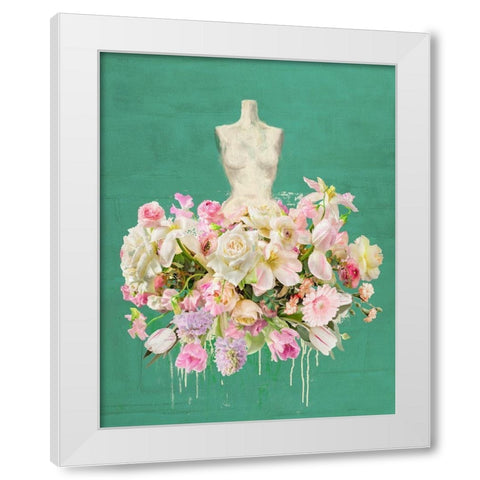 Dressed in Flowers I - Garden Green White Modern Wood Framed Art Print by Parr, Kelly