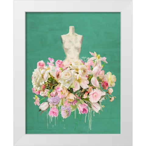 Dressed in Flowers I - Garden Green White Modern Wood Framed Art Print by Parr, Kelly