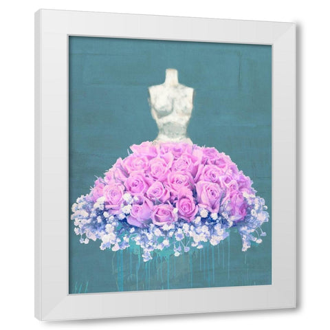 Dressed in Flowers II - Ocean Blue White Modern Wood Framed Art Print by Parr, Kelly