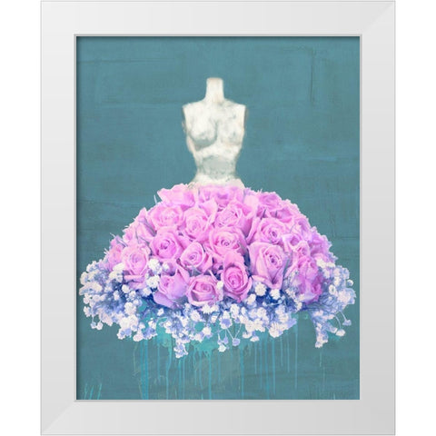 Dressed in Flowers II - Ocean Blue White Modern Wood Framed Art Print by Parr, Kelly