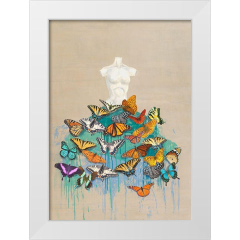 Dress of Butterflies I White Modern Wood Framed Art Print by Parr, Kelly