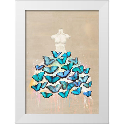 Dress of Butterflies II White Modern Wood Framed Art Print by Parr, Kelly