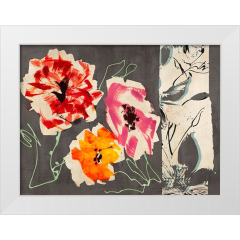 Neon Flowers I White Modern Wood Framed Art Print by Parr, Kelly