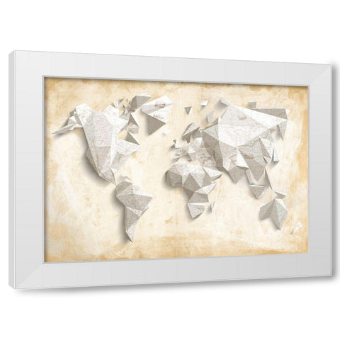 A different world (Ivory and Gold) White Modern Wood Framed Art Print by Kaj Rama