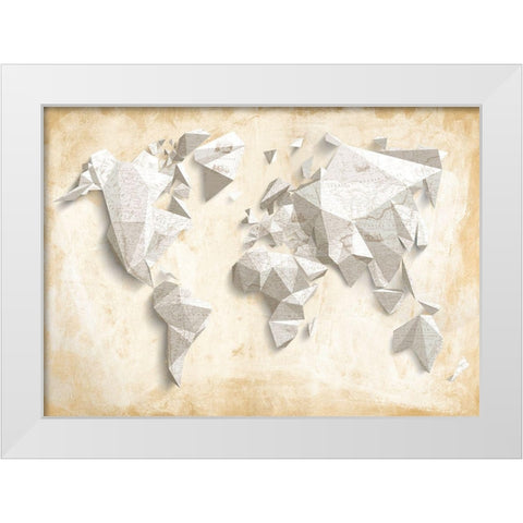 A different world (Ivory and Gold) White Modern Wood Framed Art Print by Kaj Rama