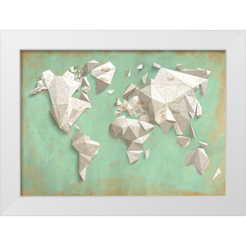 A different world (Mint and Gold) White Modern Wood Framed Art Print by Kaj, Rama