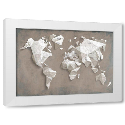 A different world (Taupe) White Modern Wood Framed Art Print by Kaj, Rama