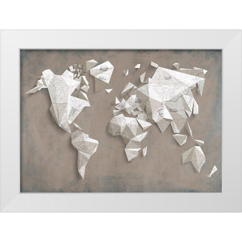 A different world (Taupe) White Modern Wood Framed Art Print by Kaj, Rama