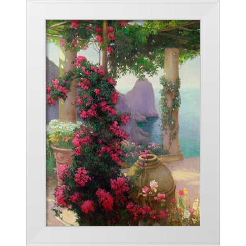 The Terrace, Capri (detail) White Modern Wood Framed Art Print by Schuster, Karl Maria