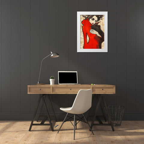 Feminine Red (detail) White Modern Wood Framed Art Print by Kumi