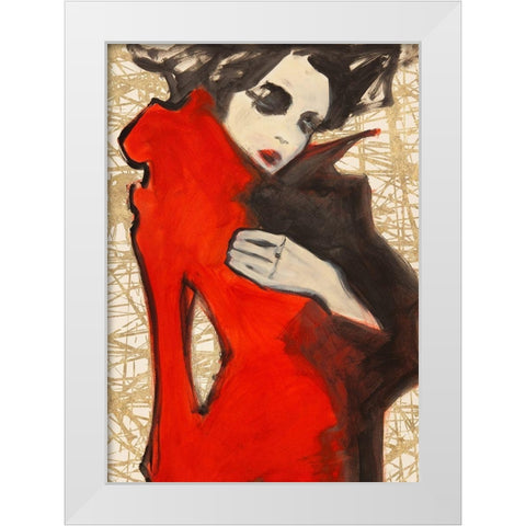 Feminine Red (detail) White Modern Wood Framed Art Print by Kumi