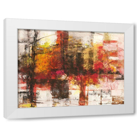 Astratto cremisi White Modern Wood Framed Art Print by Lucas