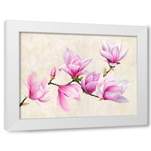 Ramo di magnolia White Modern Wood Framed Art Print by Villa, Luca