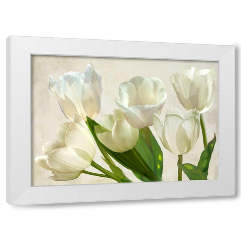 White Tulips White Modern Wood Framed Art Print by Villa, Luca