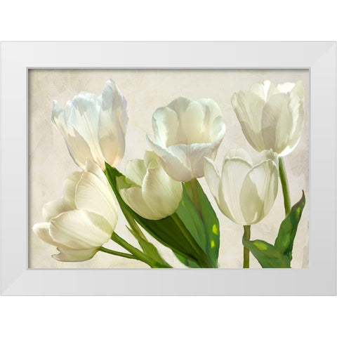 White Tulips White Modern Wood Framed Art Print by Villa, Luca