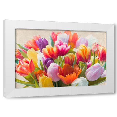 Spring Tulips White Modern Wood Framed Art Print by Villa, Luca