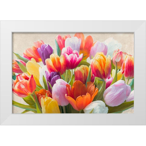 Spring Tulips White Modern Wood Framed Art Print by Villa, Luca