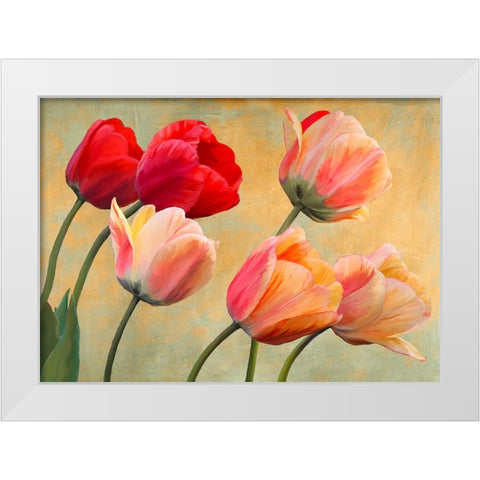 Golden Tulips (detail) White Modern Wood Framed Art Print by Villa, Luca