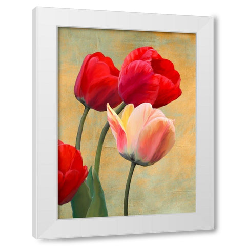 Ruby Tulips White Modern Wood Framed Art Print by Villa, Luca