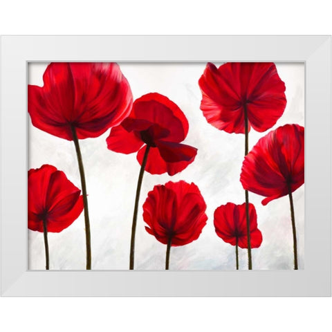 Red Friends White Modern Wood Framed Art Print by Villa, Luca