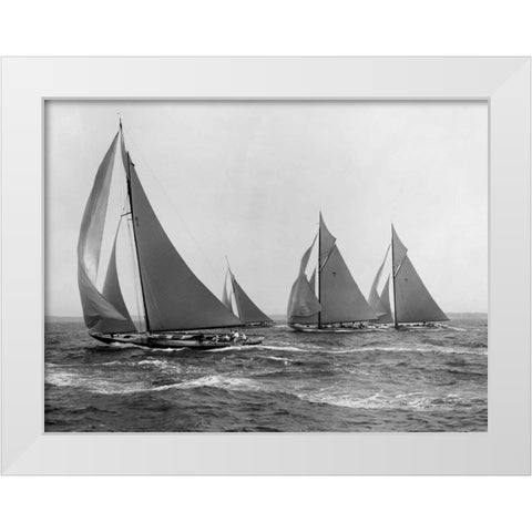 Sloops at Sail 1915 White Modern Wood Framed Art Print by Levick, Edwin