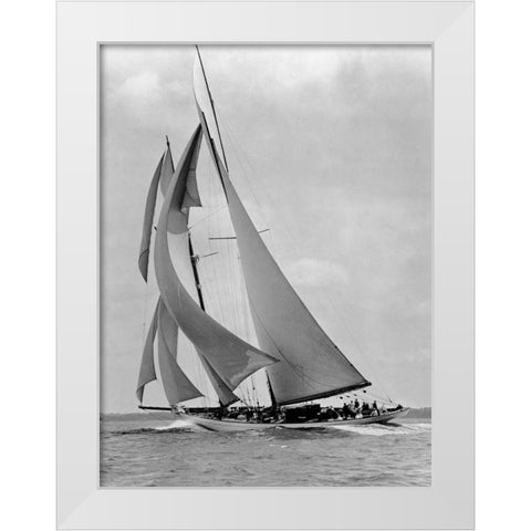 The Schooner Half Moon at Sail 1910s White Modern Wood Framed Art Print by Levick, Edwin