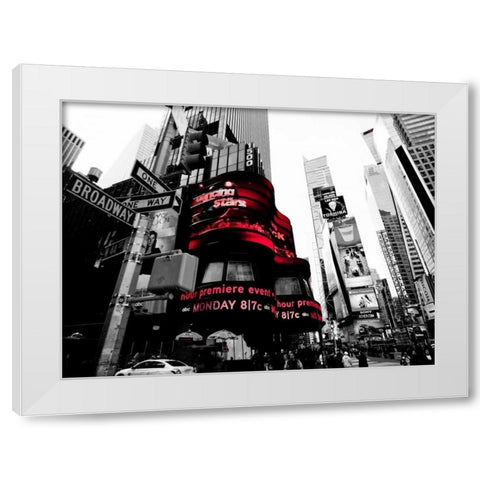 Crossroads Times Square NYC White Modern Wood Framed Art Print by Ludo, H.