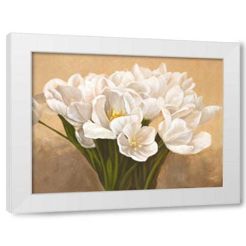 Tulipes blanches White Modern Wood Framed Art Print by Sanna, Leonardo