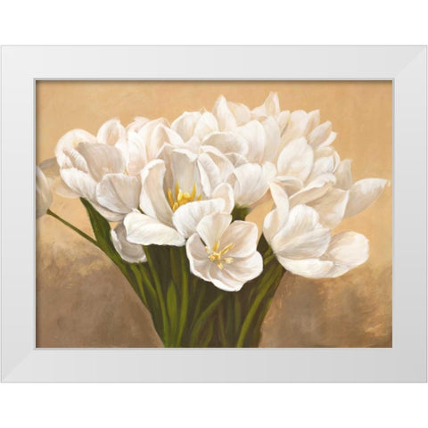 Tulipes blanches White Modern Wood Framed Art Print by Sanna, Leonardo