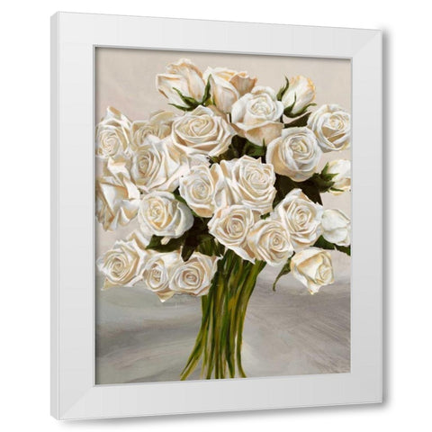 Bouquet blanc II White Modern Wood Framed Art Print by Sanna, Leonardo