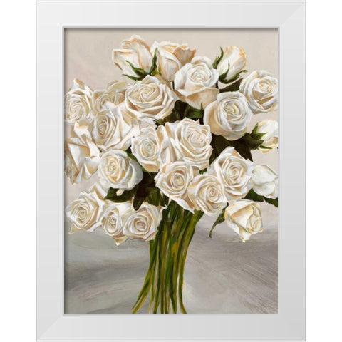 Bouquet blanc II White Modern Wood Framed Art Print by Sanna, Leonardo