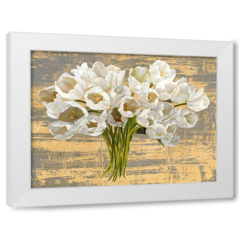 Washed Tulips (Ash and Gold) White Modern Wood Framed Art Print by Sanna, Leonardo