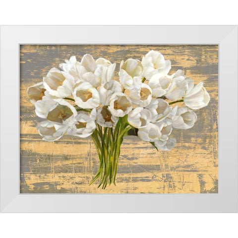 Washed Tulips (Ash and Gold) White Modern Wood Framed Art Print by Sanna, Leonardo