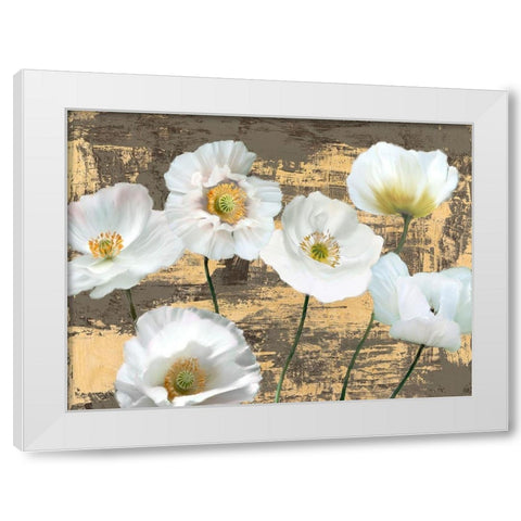 Washed Poppies (Ash and Gold) White Modern Wood Framed Art Print by Sanna, Leonardo