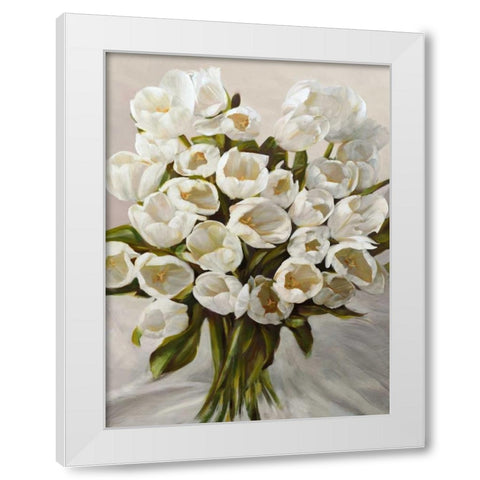 Bouquet Blanc White Modern Wood Framed Art Print by Sanna, Leonardo